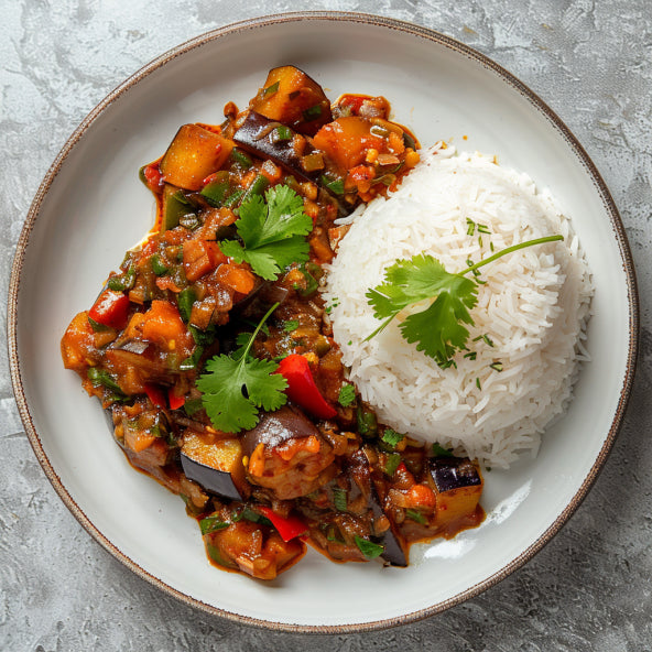 Sambal Eggplant with Rice